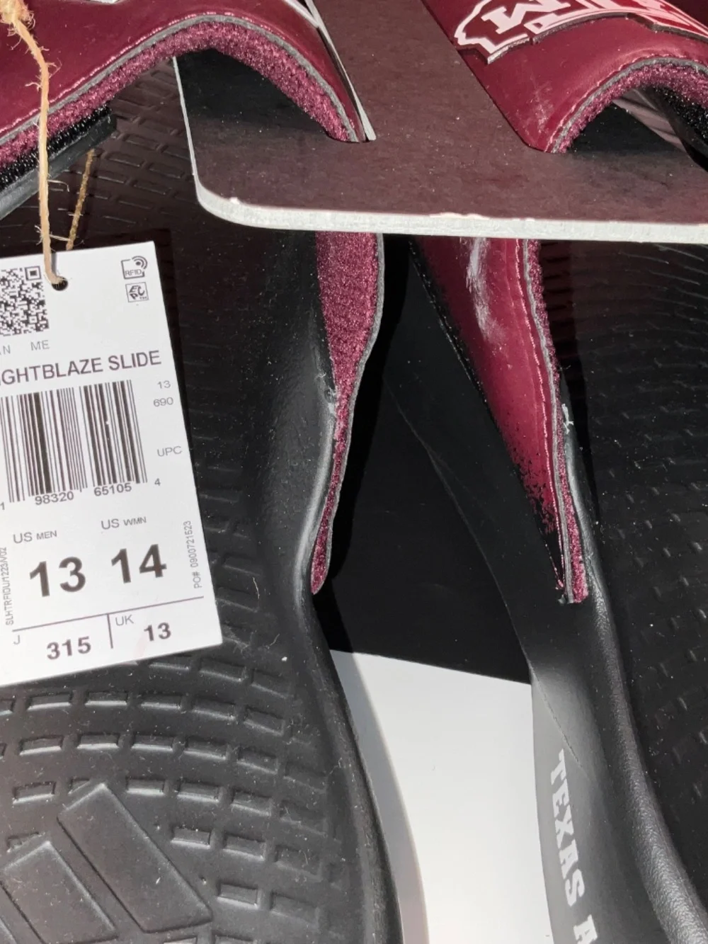 Texas A&M Logo-Adidas Lightblaze Slides. US Men’s 13. New With Tags, NO Box.